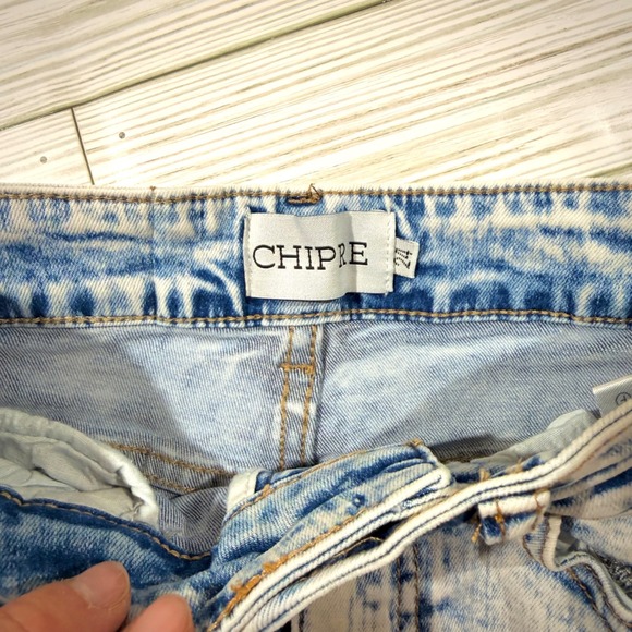 CHIPRE Acid Wash High Waisted Skinny Jeans Women Light Blue Distressed Denim - Picture 4 of 6